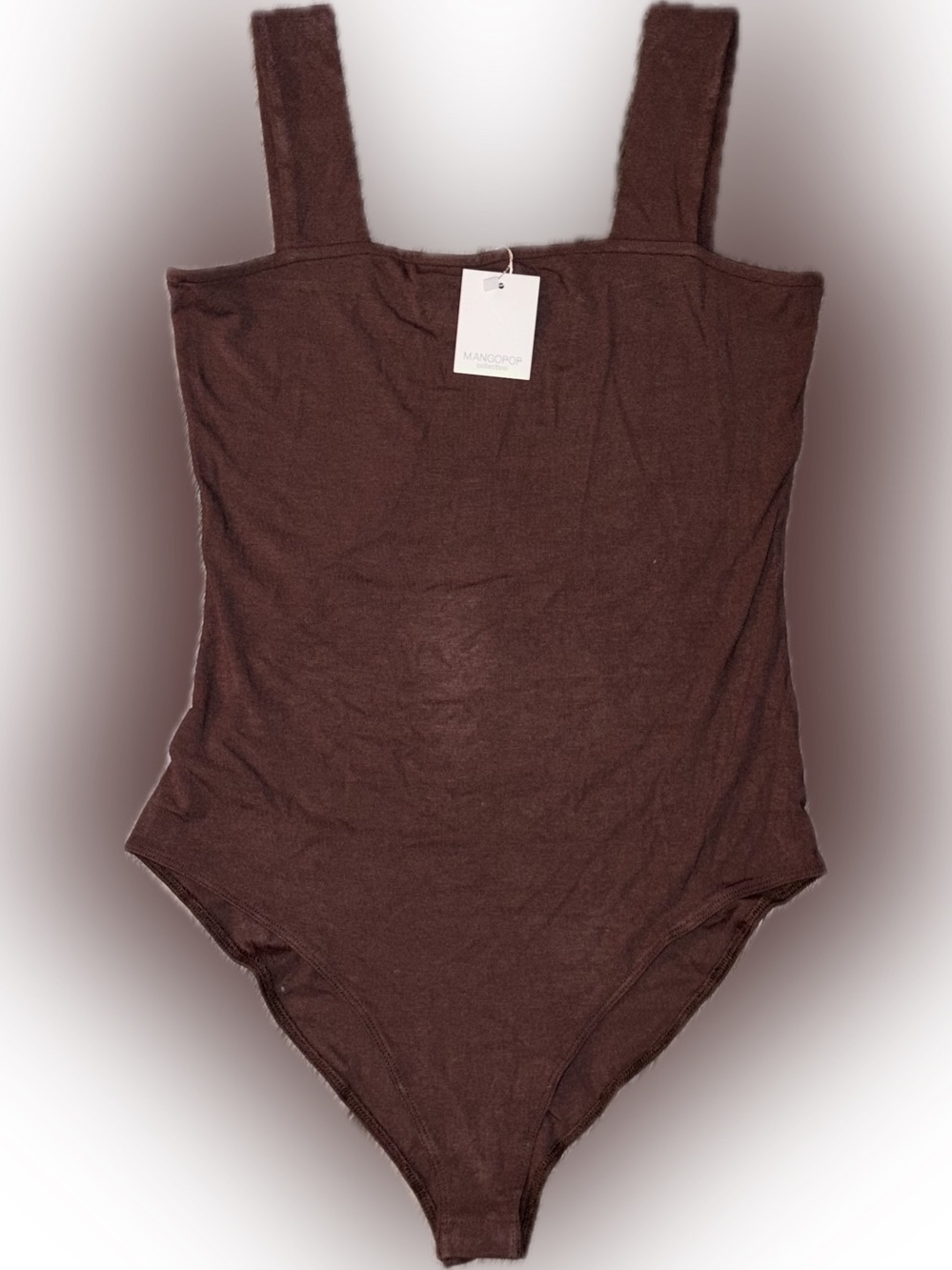 Mango Brown Ribbed Bandeau Bodysuit